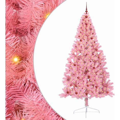 Sapin de Noël，Arbre de Noël artificiel pré-éclairé Rose 240 cm PVC CFW16072 (1/5)