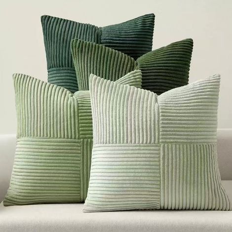 Corduroy solid color patchwork combination home decoration pillowcase, cushion cover, seat cushion cover -- green combination patchwork combination -- 4545cm