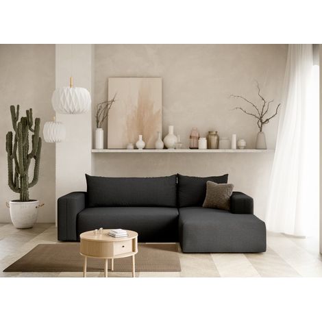 Canapé d'angle convertible LETTO angle droit noir