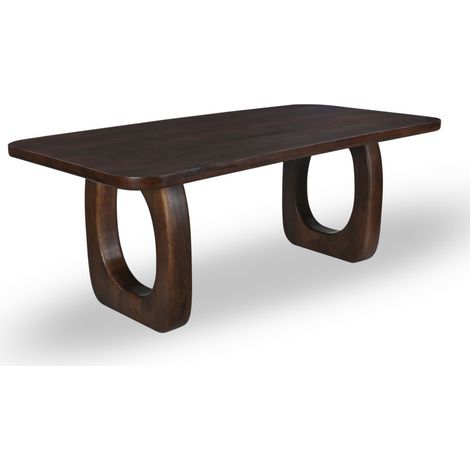Table à manger en bois massif 200x100cm - Bois foncé - SINJAI (1/5)