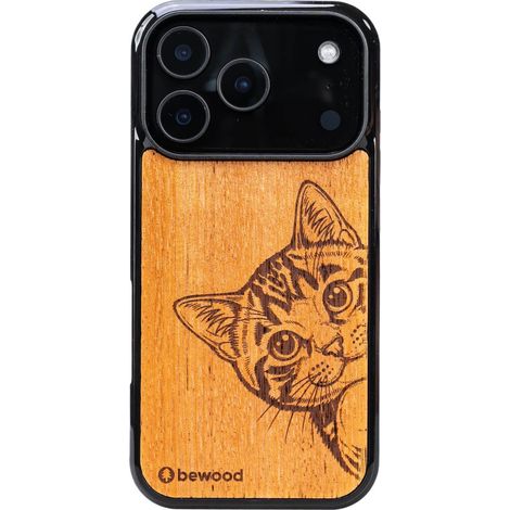 Bewood Holzhülle für iPhone 17 Pro, Katzenliebhaber, Merbau (1/4)