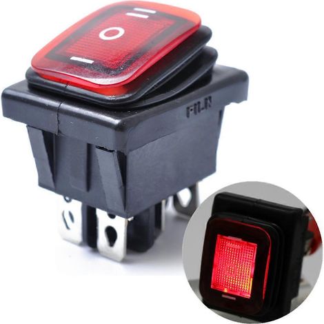 Wippschalter Ein-Aus-Ein 6 12V DC Auto Boot Automobile Wasserdichter LED-Rastschalter (Rotes Licht)-Red (1/3)