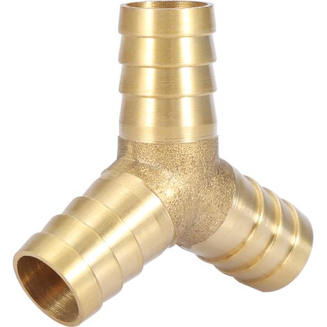 Raccord de tuyau en Y à 3 voies en laiton avec embout cannelé, pour air, eau et gaz (diamètre extérieur : 14 mm, 1 pièce) (1/5)