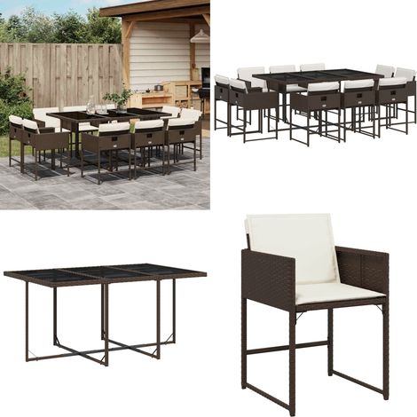 Ensemble à manger de jardin et coussins 11 pcs marron rotin - Salon De Jardin - Meuble De Jardin - Set De Salon De Jardin - Mobilier De Jardin - Table De Jardin - Home & Living (1/5)