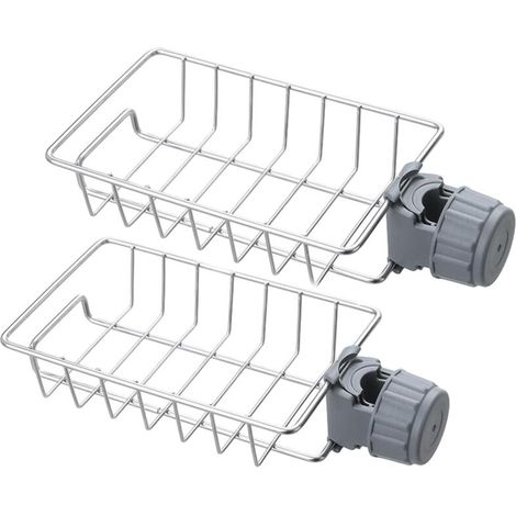 Support de rangement pour évier en acier inoxydable en 2 pièces, aucun perçage requis, 17,5 x 11 cm (1/5)