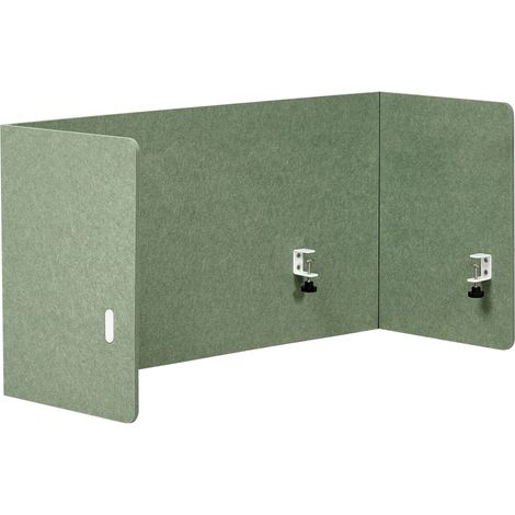 Séparateur de Bureau Complet en PET Acoustique Recouvert de Tissu 120 x 60 cm avec Pinces de Fixation Vert Soloa (1/5)