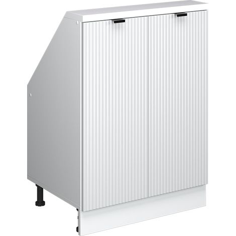 Armario de cocina para techo inclinado R-Line, Ondulación blanca, 60 cm con 2 puertas, Vicco (1/5)