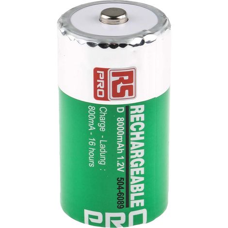 Batteries D rechargeables 8Ah NiMH 1.2V RS PRO ( Prix pour Paquet de 2 )
