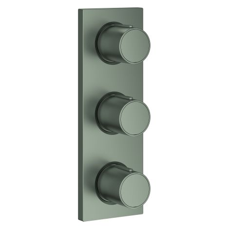 GROHE Unterputzventil Grohtherm F 100755, 3-fach, Fertigmontageset für 35 031, ohne Unterputz-Einbaukörper, satin steel