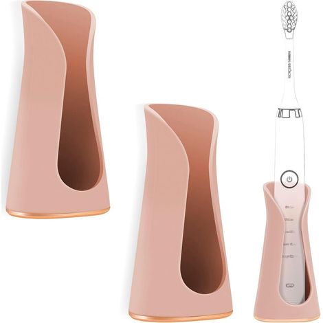 Support adhésif pour brosse à dents électrique, support mural pour brosses à dents électriques compatible (Champagne Pink) (1/4)