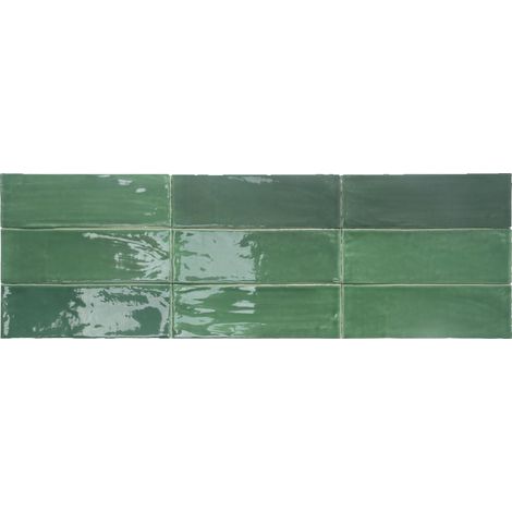 Collection Tabarca Vert 7,5x23 cm. Carreau Brillant Effet Zellige