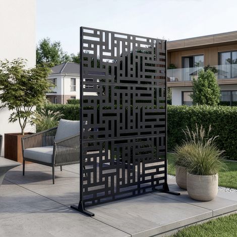 Trennwand Bernalda 180x120 cm Stahl Schwarz [casa.pro] (1/5)