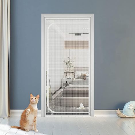 Porte moustiquaire pour Chat,Porte moustiquaire Anti-Rayures pour Chat avec Fermeture éclair Empêche Les Chiots Chats de Sortir,85210cm, C Type (1/5)