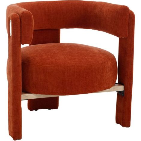 Wahson Office Chairs – Fauteuil scandinave en chenille – Rembourrage épais 22 cm – Pieds en bois massif – Dimensions 71x67x70 cm – Orange