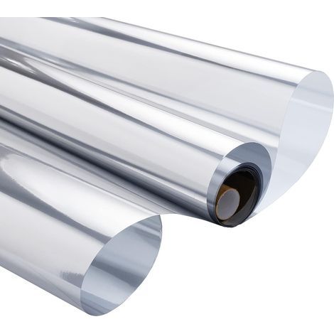 Pellicola per finestre per la privacy, effetto specchio unidirezionale, protezione dal calore e dai raggi UV, per ufficio, casa, negozio, 40 x 100 cm, grigio trasparente (1/5)