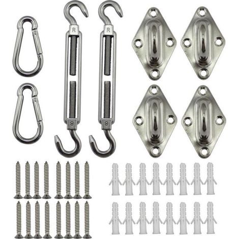 Kit de matériel de voile d'ombrage de 12,7 cm en acier inoxydable 304 pour voiles d'ombrage rectangulaires et triangulaires de jardin, accessoires de fixation de voile d'ombrage robus (1/4)