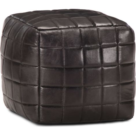 Pouf Nero 40x40x40 cm in Vera Pelle di Capra vidaXL (1/5)