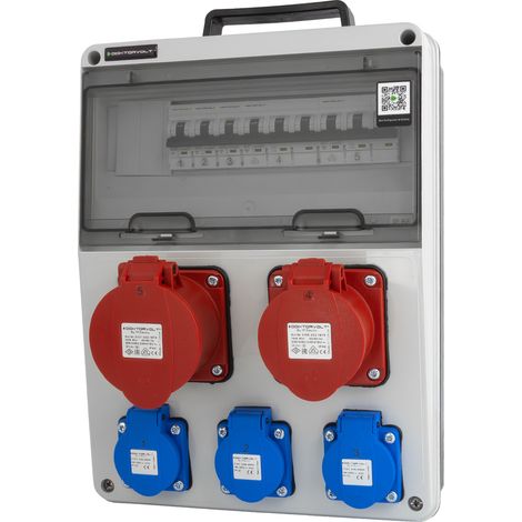 Coffret électrique de chantier 16 A, 32 A, CEE, 3 x 230 V, avec poignée de sécurité, Doktorvolt DV-8119-F (1/4)