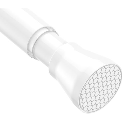 Tringle à rideaux extensible de 70 à 120 cm, sans perçage, à ressort pour salle de bain, cuisine, 1 pièce, blanc