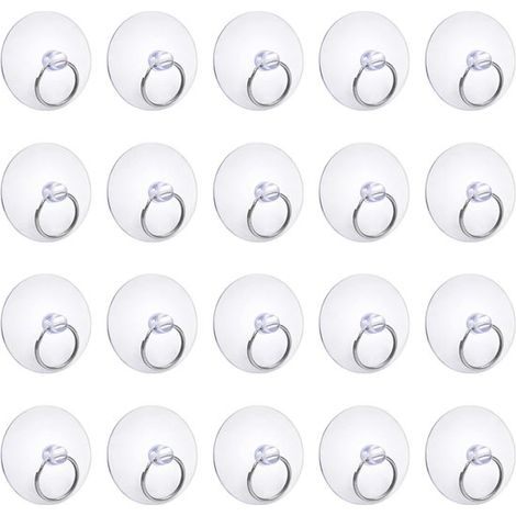 Confezione da 20 ventose ad anello da 50 mm, ventose ad anello trasparenti da 1,96 pollici per finestre e ganci a parete (1/5)