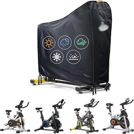 Housse de vélo stationnaire 420D imperméable extérieur, housse de vélo d’appartement évent d’air, bande imperméable, 4 boucles résistantes au vent, grande housse (1/5)