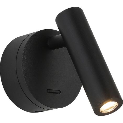 Applique Murale LED Interieur 3000K Liseuse de Chevet avec Interrupteur Noir (1/5)