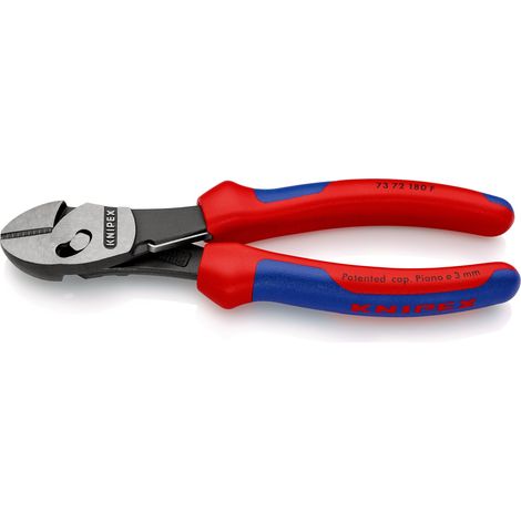 KNIPEX 73 72 180 F TwinForce® Alicate de corte diagonal de alto rendimiento Con muelle de apertura con mangos multicomponentes Negro atramentado 180 mm (1/9)