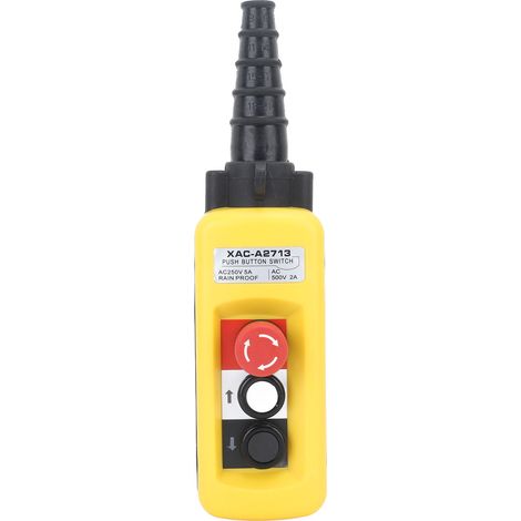 Commande de palan de grue, AC250V 5A AC500V 2A, vitesse unique, 2 boutons, bouton-poussoir avec arrêt d'urgence, non (1/5)
