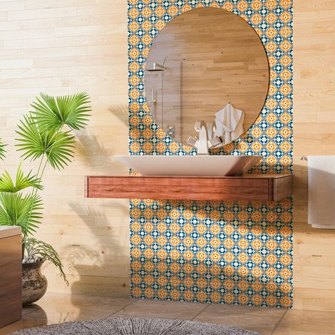 Sticker Mural Carrelage adhésif Cuisine Salle de Bain - 30 STICKERS CARRELAGES AZULEJOS LUNGELO - 30stickers10x10cm (1/5)