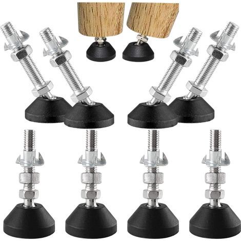 Set di 8 piedini livellanti M10 x 100 x Ø 40 mm - capacità di carico 500 kg - piedini regolabili in altezza - piedini regolabili per mobili (1/4)