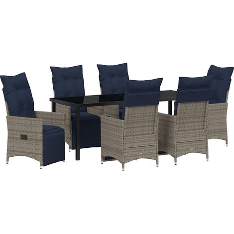 Maison Exclusive - Set di tavolo e sedie con cuscino 7 pcs Grigio Rattan in PE (1/5)