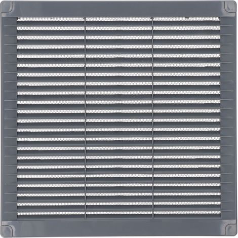 Griglia di ventilazione quadrata con tappi e zanzariera realizzata in ABS di colore grigio 25x25x0,7cm EDM (1/3)