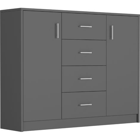 TV-Kommode mit Schubladen und Schränken, Anthrazit, 110 x 35 x 85 cm - Modern U-1 (1/5)