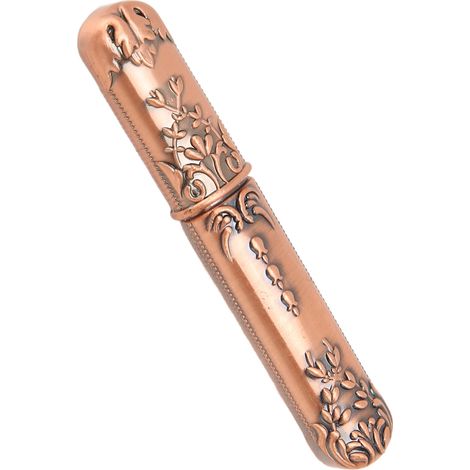 Boîte de rangement portable vintage en métal pour aiguilles à broder, or rose, spécialement conçue pour les aiguilles à coudre à la main. (1/5)