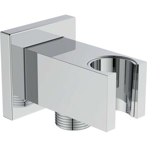 Codo de conexión a pared IDEALRAIN con soporte de ducha cuadrado cromado IDEAL STANDARD (1/2)