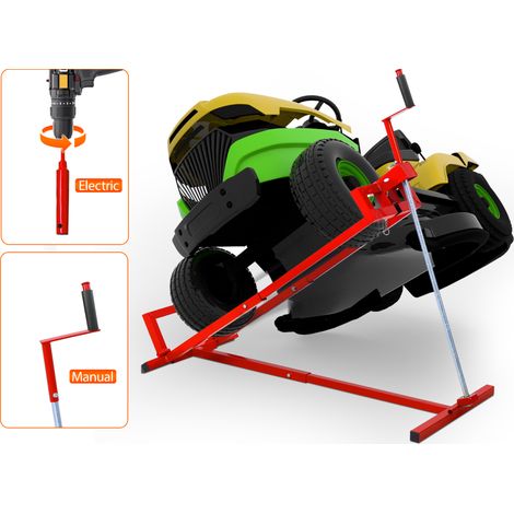Support de réparation pour tondeuse, plate-forme élévatrice pliante en acier robuste pour tondeuses à gazon, capacité de levage 400 kg, chariot de maintenance télescopique avec poignée pour usage manu