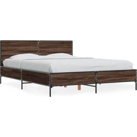 Maison Exclusive - Cadre de lit sans matelas chĂŞne marron 135x190 cm (1/5)