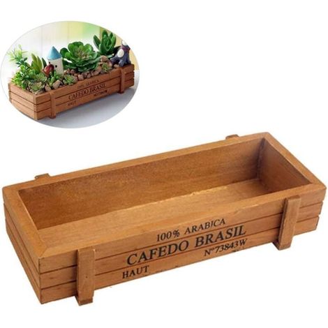 Rubberskin Table en Bois Pot de Fleur Rectangle Succulent Box Floral Centres Naturels Planteur Décoratif Rustique Boîte en Bois Articles Divers Boîte de Rangement (1/4)