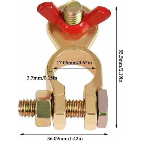 Bornes de batterie 12 V/24 V, 1 paire de bornes en cuivre robustes M8 Connecteurs de batterie universels pour voitures, motos et véhicules électriques (1/3)
