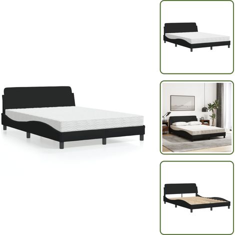 Bett mit Matratze Schwarz 140x200 cm Stoff - Schlafzimmermöbel - Doppelbett - Boxspringbett - Bettrahmen - Lattenrost (1/5)