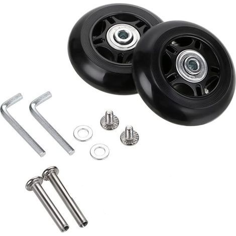 Lot de 2 roulettes de rechange pour valises 70 x 24 mm Caoutchouc et métal Installation facile Compatible meubles et fauteuils roulants (1/4)
