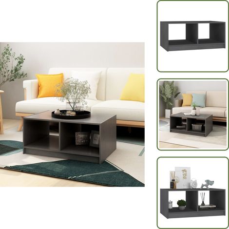 Table basse gris 75x50x33,5 cm bois de pin massif - Table Basse - Meuble Salon - Table D'appoint - Bois Massif - Pin (1/5)