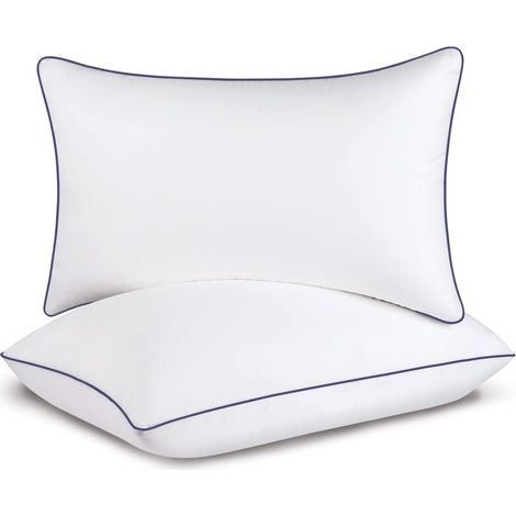 Oreiller rafraîchissant pour dormir sur le côté, oreiller universel en duvet synthétique doux et luxueux, blanc, lot de 2 (1/5)