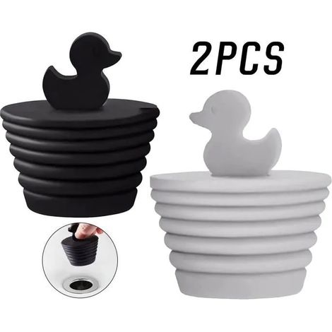 Bouchon de Baignoire - Haute Qualité - Silicone - Design Canard - Anti-Odeurs - Attrape-Cheveux (1/4)