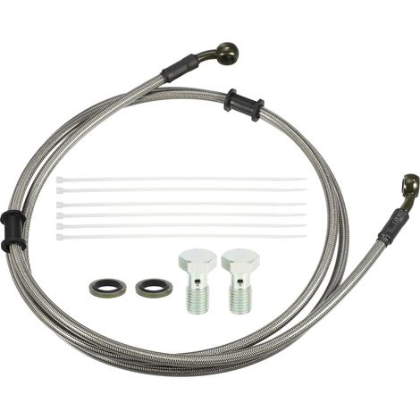 Flexibles De Frein Et Embrayage Hydrauliques Pour Moto Argenté, Vert, Noir, Métal, Caoutchouc, 8mm, M10x1.25, Pour Quad Scooter, Inclus: 2 Vis 2 Rondelles 6 Attaches (1/5)