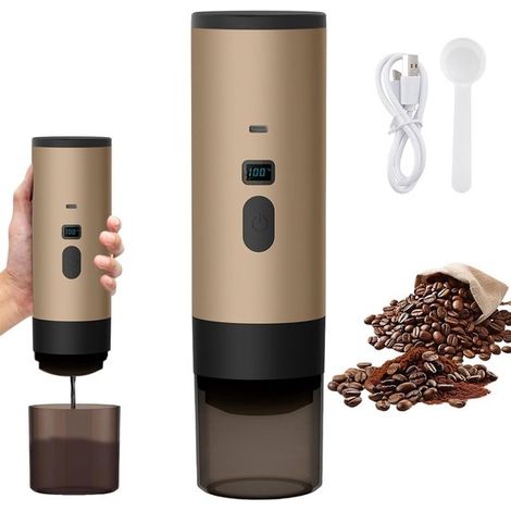Tragbare 3-in-1-Kaffeemaschine inkl Tasse 1 Tasse Orange Wiederaufladbare tragbare Reisekaffeemaschine 12-V-Espressomaschine für Kapseln und für (1/5)