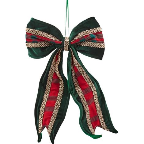 Fiocco in tessuto color verde e rosso decorazione natalizia da appendere, da h 35 cm