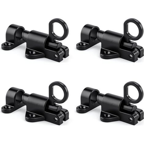 Lot de 4 loquets de porte à ressort, loquet de portail de jardin pour portails en bois, loquets de porte noirs, boulons de portail automatiques pour portails en bois, loquets de portail pour fenêtres (1/5)