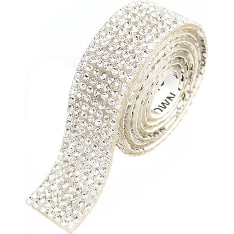 Ruban adhésif strass cristal argenté, stickers décoratifs DIY, bande diamant pour artisanat, déco voiture et téléphone, 1,5 cm x 180 cm, lot de 1, brillant scintillant, auto-adhésif (1/5)