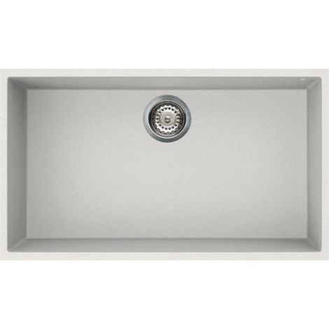 Reginox Elleci Quadra Kitchen Sink Single Bowl White Granite Undermount Waste